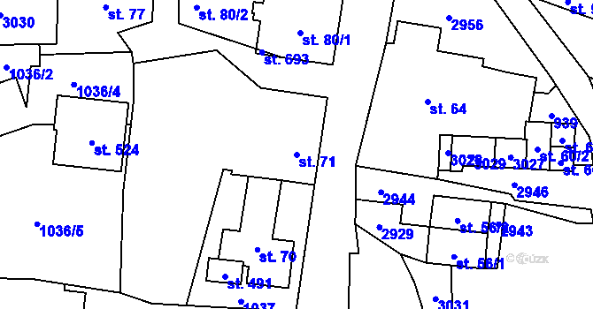Parcela st. 71 v KÚ Janová, Katastrální mapa