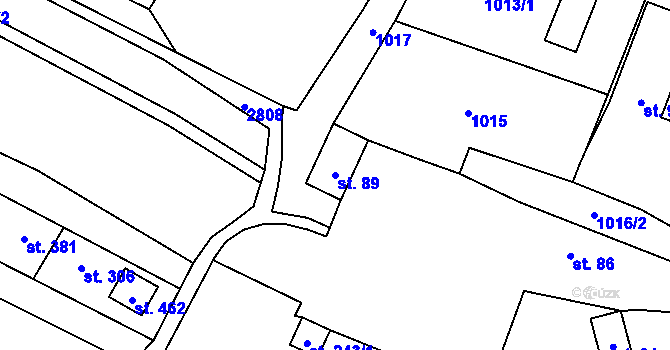Parcela st. 89 v KÚ Janová, Katastrální mapa