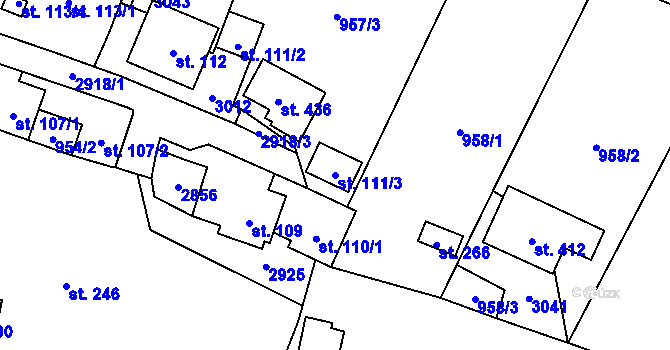 Parcela st. 111/3 v KÚ Janová, Katastrální mapa