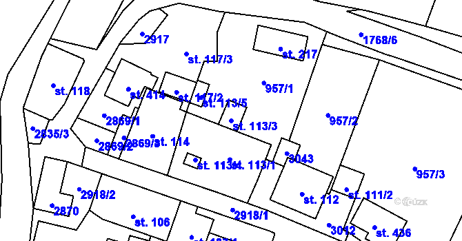Parcela st. 113/3 v KÚ Janová, Katastrální mapa