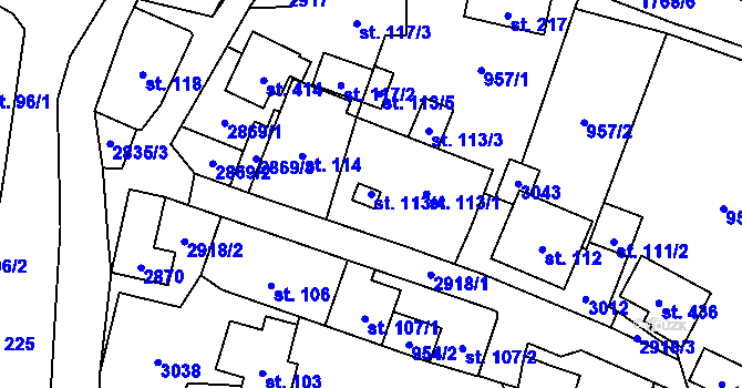 Parcela st. 113/4 v KÚ Janová, Katastrální mapa