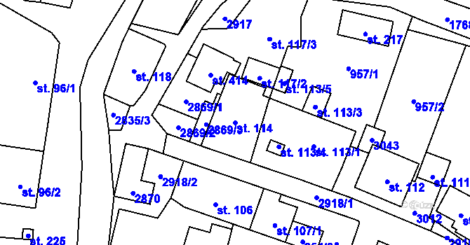 Parcela st. 114 v KÚ Janová, Katastrální mapa