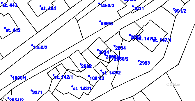 Parcela st. 145/1 v KÚ Janová, Katastrální mapa
