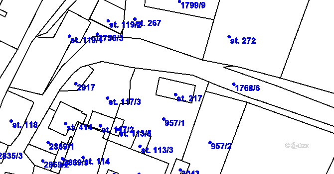 Parcela st. 217 v KÚ Janová, Katastrální mapa