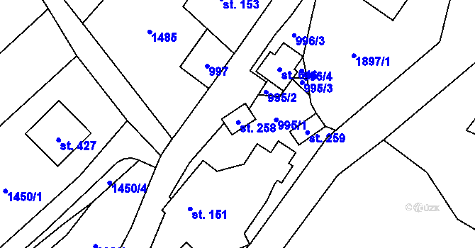 Parcela st. 258 v KÚ Janová, Katastrální mapa