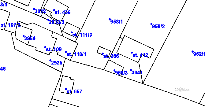 Parcela st. 266 v KÚ Janová, Katastrální mapa