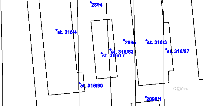 Parcela st. 316/17 v KÚ Janová, Katastrální mapa