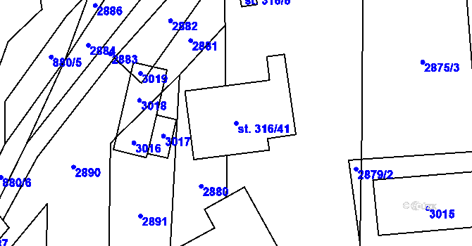 Parcela st. 316/41 v KÚ Janová, Katastrální mapa