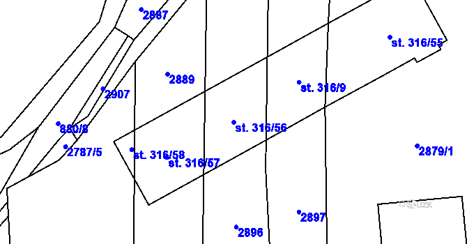 Parcela st. 316/56 v KÚ Janová, Katastrální mapa