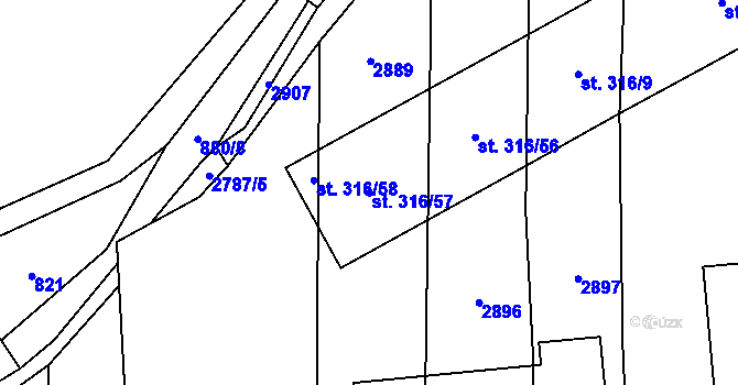 Parcela st. 316/57 v KÚ Janová, Katastrální mapa