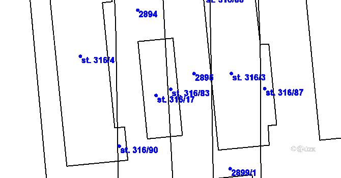Parcela st. 316/83 v KÚ Janová, Katastrální mapa