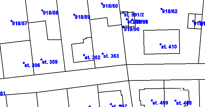 Parcela st. 363 v KÚ Janová, Katastrální mapa