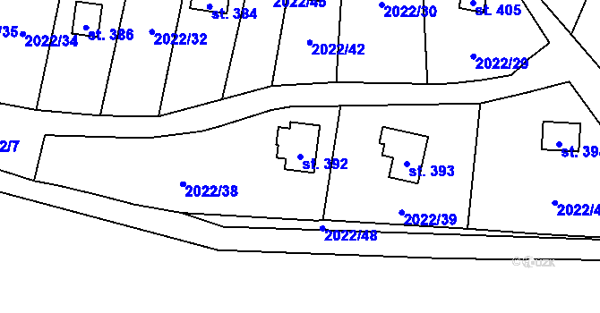 Parcela st. 392 v KÚ Janová, Katastrální mapa