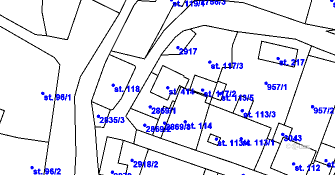 Parcela st. 414 v KÚ Janová, Katastrální mapa
