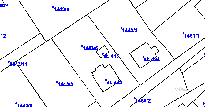 Parcela st. 443 v KÚ Janová, Katastrální mapa