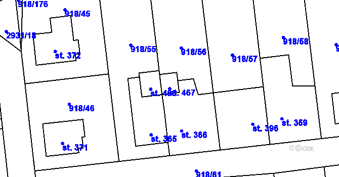 Parcela st. 467 v KÚ Janová, Katastrální mapa