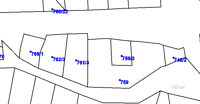 Parcela st. 760/3 v KÚ Janová, Katastrální mapa