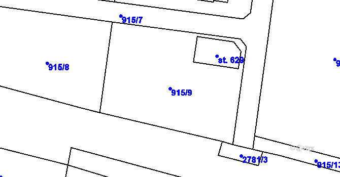 Parcela st. 915/9 v KÚ Janová, Katastrální mapa