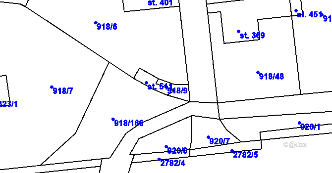 Parcela st. 918/9 v KÚ Janová, Katastrální mapa