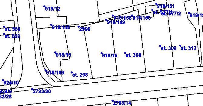 Parcela st. 918/16 v KÚ Janová, Katastrální mapa