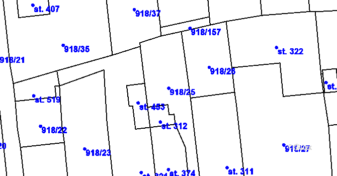Parcela st. 918/25 v KÚ Janová, Katastrální mapa