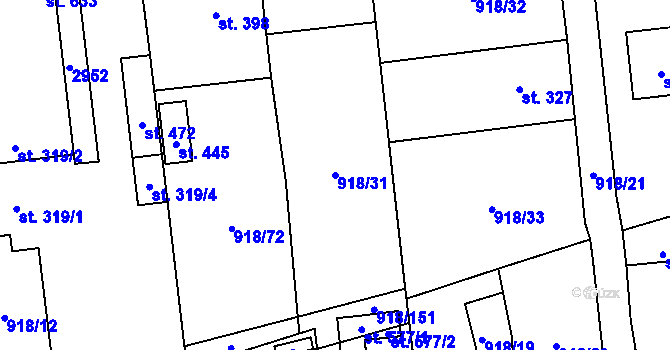 Parcela st. 918/31 v KÚ Janová, Katastrální mapa