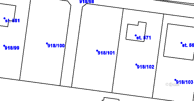 Parcela st. 918/101 v KÚ Janová, Katastrální mapa