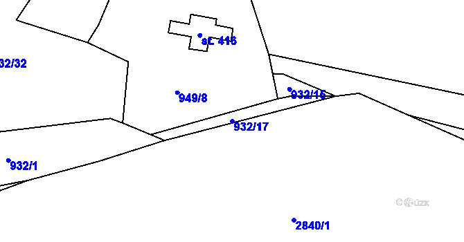 Parcela st. 932/17 v KÚ Janová, Katastrální mapa
