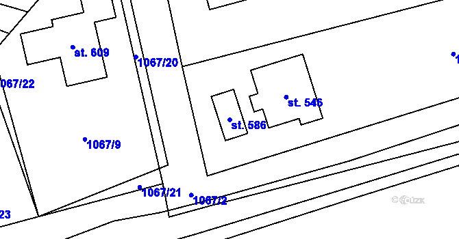 Parcela st. 586 v KÚ Janová, Katastrální mapa