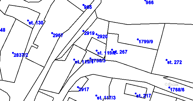 Parcela st. 119/2 v KÚ Janová, Katastrální mapa
