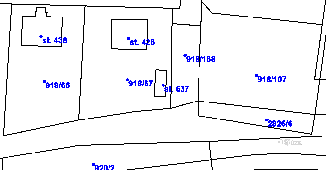Parcela st. 637 v KÚ Janová, Katastrální mapa