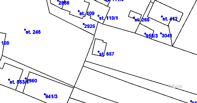 Parcela st. 657 v KÚ Janová, Katastrální mapa