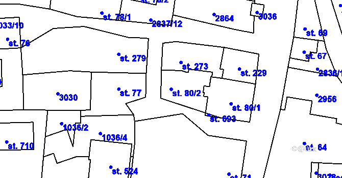 Parcela st. 80/2 v KÚ Janová, Katastrální mapa
