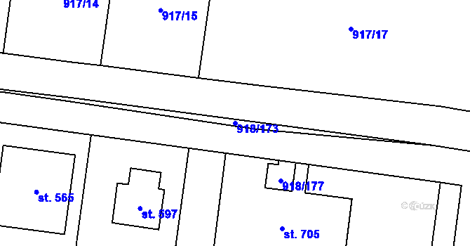 Parcela st. 918/173 v KÚ Janová, Katastrální mapa