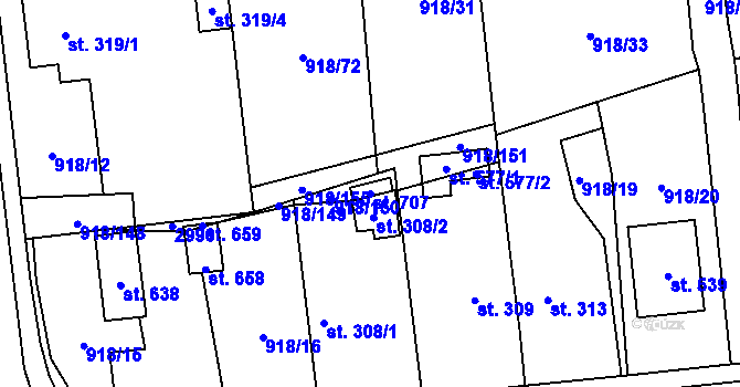 Parcela st. 707 v KÚ Janová, Katastrální mapa