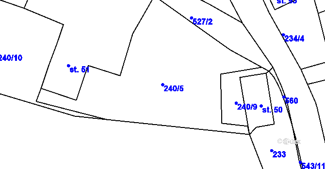 Parcela st. 240/5 v KÚ Hodkovice u Trutnova, Katastrální mapa