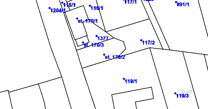 Parcela st. 170/2 v KÚ Janovice u Trutnova, Katastrální mapa