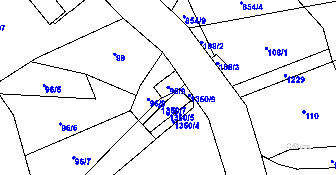 Parcela st. 96/9 v KÚ Janovice u Trutnova, Katastrální mapa