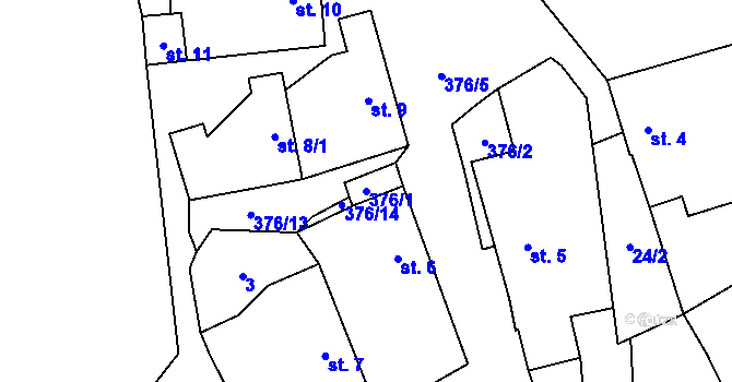 Parcela st. 376/1 v KÚ Skrýšov u Polné, Katastrální mapa