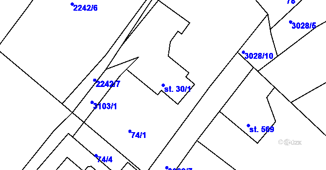 Parcela st. 30/1 v KÚ Janovice u Frýdku-Místku, Katastrální mapa