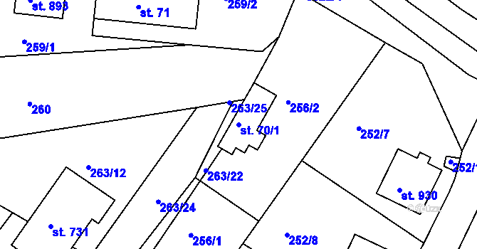 Parcela st. 70/1 v KÚ Janovice u Frýdku-Místku, Katastrální mapa