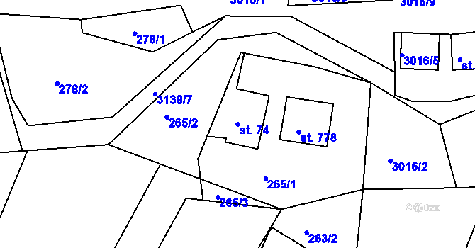 Parcela st. 74 v KÚ Janovice u Frýdku-Místku, Katastrální mapa