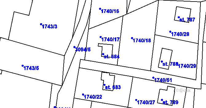 Parcela st. 684 v KÚ Janovice u Frýdku-Místku, Katastrální mapa