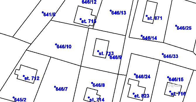 Parcela st. 713 v KÚ Janovice u Frýdku-Místku, Katastrální mapa
