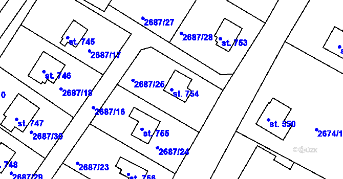 Parcela st. 754 v KÚ Janovice u Frýdku-Místku, Katastrální mapa