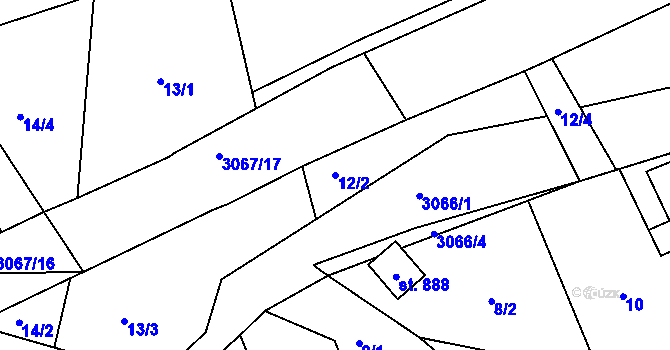 Parcela st. 12/2 v KÚ Janovice u Frýdku-Místku, Katastrální mapa