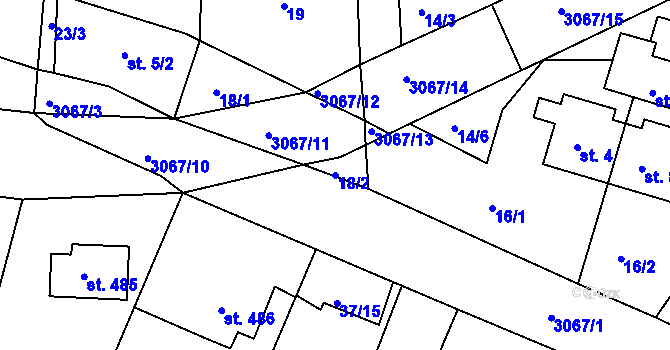 Parcela st. 18/2 v KÚ Janovice u Frýdku-Místku, Katastrální mapa
