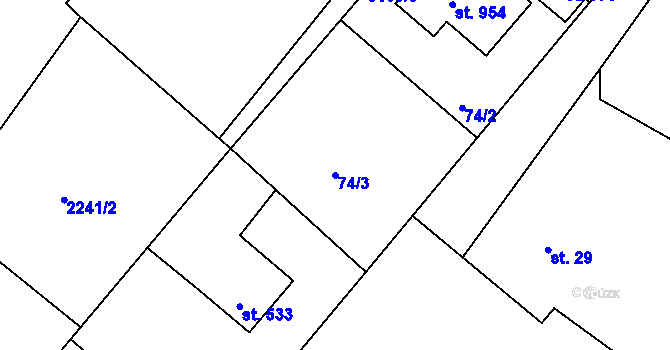 Parcela st. 74/3 v KÚ Janovice u Frýdku-Místku, Katastrální mapa