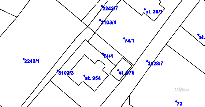 Parcela st. 74/4 v KÚ Janovice u Frýdku-Místku, Katastrální mapa