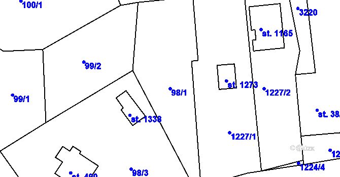 Parcela st. 98/1 v KÚ Janovice u Frýdku-Místku, Katastrální mapa